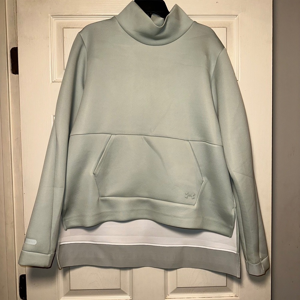 Under Armour Women's Mock Neck Pullover Sweatshirt Loose Fit XL Light green